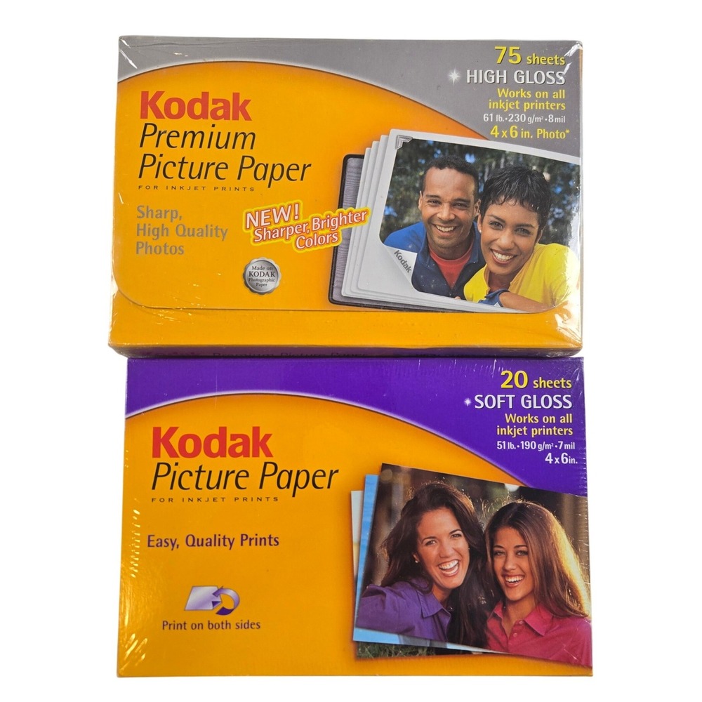 Kodak Premium Picture Paper Glossy & Soft Gloss 4x6 Sealed Inkjet Photo‎ Paper